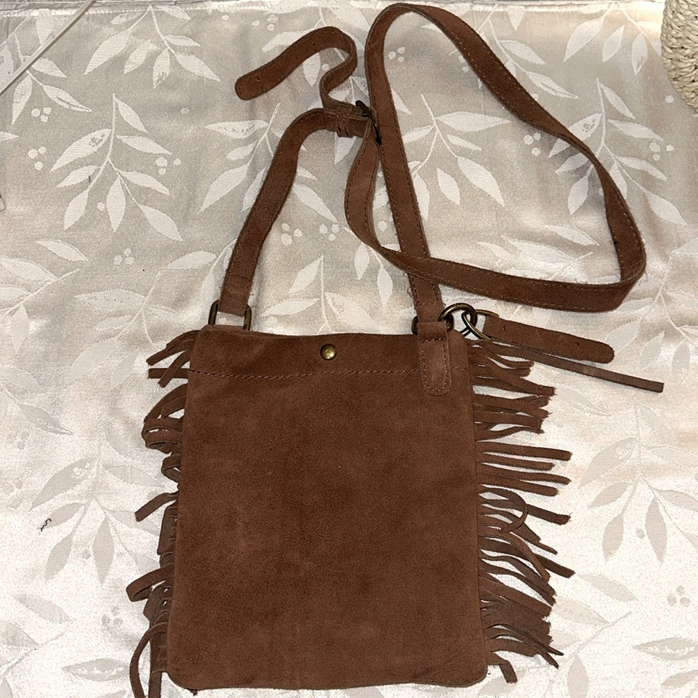 Lucky Brand brown suede crossbody bag
